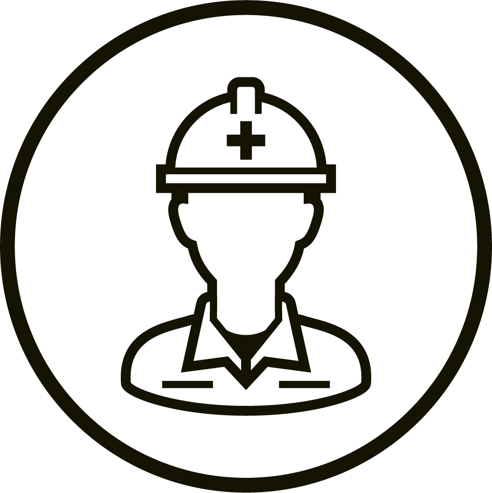 ヘルメットを被り、作業服を着た作業員のイラスト